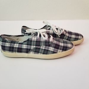 KEDS Blue Tartan Plaid Lace Up Sneakers
